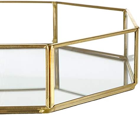 Hipiwe Gold Perfume Tray - Glass Mirrored Makeup Tray, Large 12.4"x 8.2"