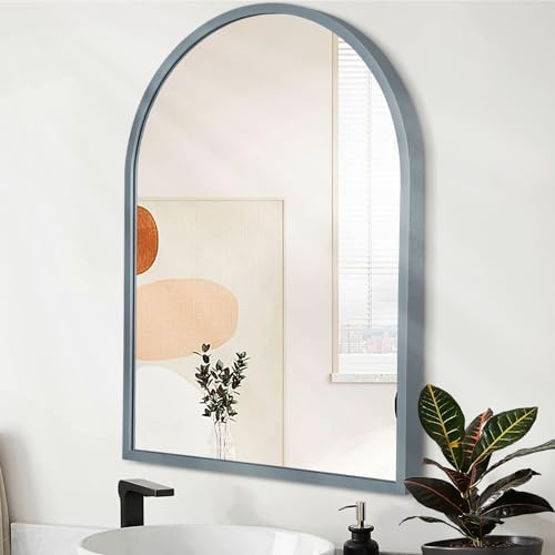 Arched Wall-Mounted Mirror Aluminum Alloy Frame Bathroom Wall Mirror for Vanity Living Room, Bedroom Entryway Room Home Decor 20"x16"