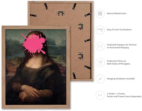 Poster Master Mona Lisa Print - Baroque Painting Poster - Altered & Pop Art - Housewarming Gift for Men & Women - Great Decor for Office, Living Room or Bedroom - 16x20 Beige Framed