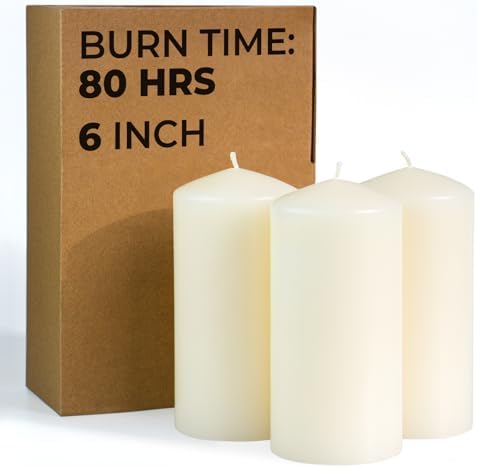 CANDWAX 3x6 Pillar Candles Set of 3 - Ivory Large Pillar Candles Long Burning Perfect for Any Occasion - Cylinder Candles Unscented Long Burning