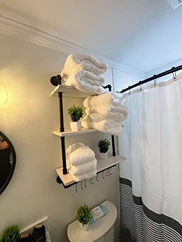 ROGMARS Industrial Pipe Shelving Bathroom Shelves with Towel Bar