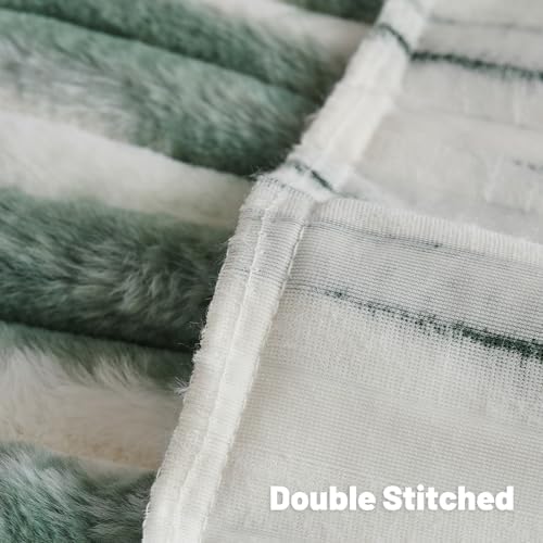 FUTEI Pack of 2 Faux Fur Throw Pillow Covers 12x20 Inch, Dark Green White