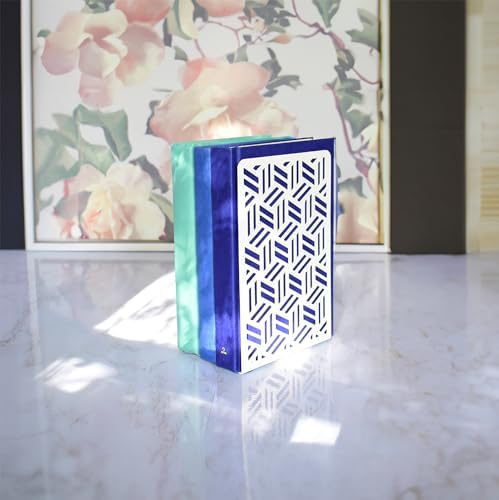CNK Book Ends Bookends for Decorative Books Holder Bookend Shelves End Hold Heavy Duty Holders Stoppers Metal Stopper Cute Boho Bookshelf Holds Cookbook Office Home Set of 2 Bookends Pair White