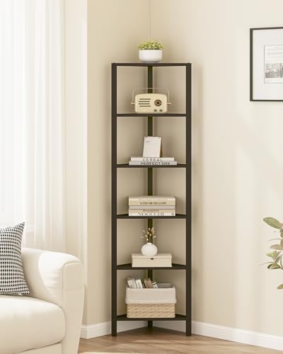 TUTOTAK Corner Shelf, 6-Tier Corner Bookshelf for Small Space