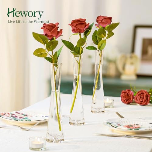 Hewory Glass Bud Vases for Centerpieces Set of 18, Handmade Modern Clear Small Skinny Decorative Single Flower Vase, Minimalist Slim Floral Vase for Home Wedding Party Events Table Decor, 9.64"