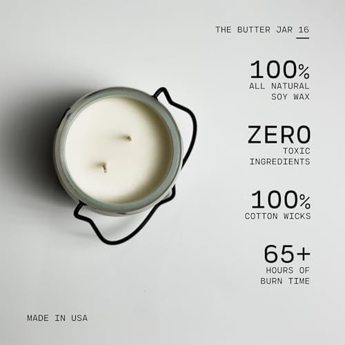 Milkhouse Holiday Home Soy Candle, 16 oz Butter Jar, 65+ Hr Burn