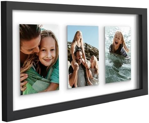 Americanflat 4x6 Floating Collage Picture Frame - Fits 3 - Black