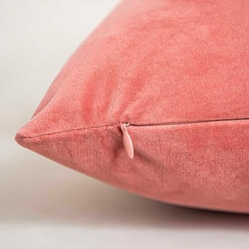 Coral Decorative Velvet Throw Pillow Covers 28x28 inch Set of 2 with Zipper Luxury Soft Solid Square Cushion Covers Case for Sofa Couch Bed Living Room