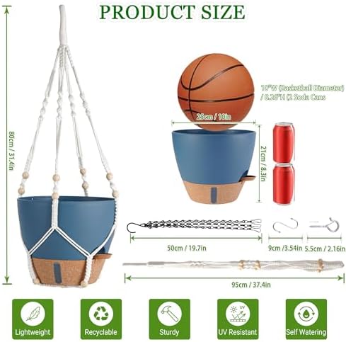 10 Inch Self Watering Hanging Planters for Indoor Plants, 2 Pack