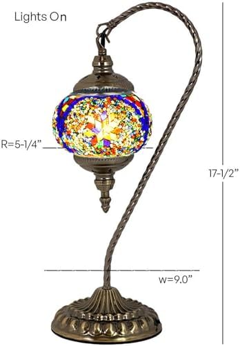 SILVERFEVER Handcrafted Mosaic Turkish Lamp Moroccan Glass Table Desk Bedside Light Bronze Base with E12 Bulb (Starburst Brown Lattern)