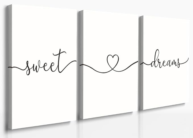 GUBIYU Sweet Dreams Wall Art for Bedrooms - Master, Guest or Girl Room Decor - Farmhouse Style - 16x24