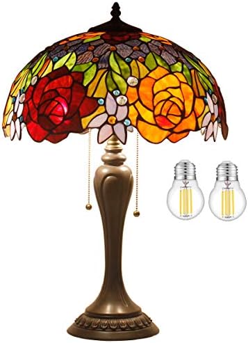 WERFACTORY Tiffany Table Lamp Stained Glass Bedside Lamp 16X16X24 Inches
