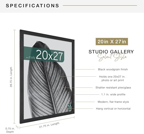 MCS Studio Gallery Poster Frame, 20x27, Black Woodgrain, 1-Pack