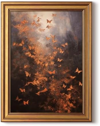 WHASAYART Gold Framed Wall Art for Living Room, Butterflies Painting Prints, Vintage Fall Wall Decor for Kitchen, Bedroom Wall Art for Home Office Free Like Butterflies 16L x 12W