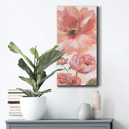 Renditions Gallery Canvas Floral Wall Art Modern Paintings & Prints Decorations Pink Blooming Flowers Romantic Glam Vibrant Wall Hanging Artwork for Bedroom Office Kitchen - 8"x16" LT43