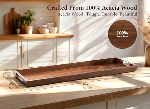 Acacia Wood Serving Tray, 36×12in Large Charcuterie Boards for Party