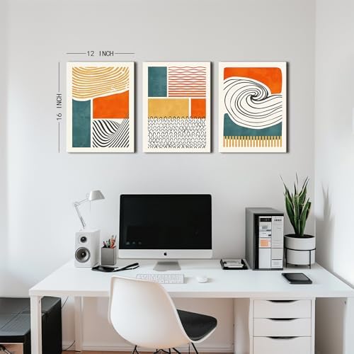 Boho Wall Art Mid Century Modern Wall Decor Abstract Geometric Canvas Prints Color Block Paintings Colorful Simple Line Pictures Modern Boho Artwork Living Room Bedroom Home Decoration 12x16" 3Pcs