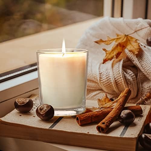 SHOWIN Thick Candle Jars for Making Candles 12 Pcs, 7 OZ Empty Jars with Wood Lids for Candle Making, Sample Container, Clear