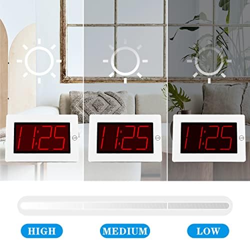 KWANWA Large Digital Alarm Clock, 3" LED Display Battery Operated, Dimmable Auto Night Mode, Easy to Read for Seniors Visually Impaired, Cordless Wall Clock or Table Clock for Bedroom Kitchen Office