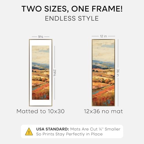 Homeforia 12x36 Bronze Picture Frame, High-End Metal, 10x30 Mat, Glass