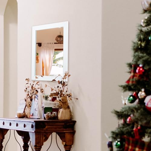 Rectangular Wall Mirror 20x16 Inch Bathroom Mirror for Over Sink, White | Farmhouse Wall Mounted Mirror, Hangs Horizontally or Vertically for Vanity, Entryway, Restroom