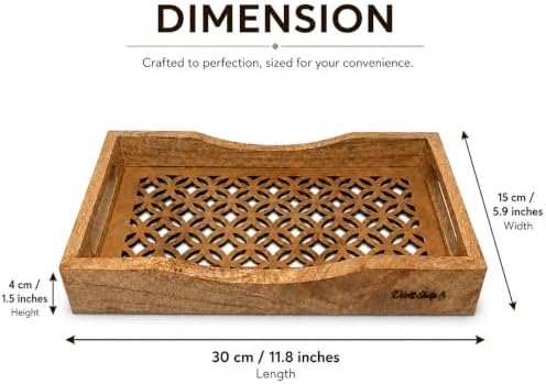 Natural Wooden trays, Serving Bowl for Salad, Veggies and Fruits, Large Deep for Family, Party (Lattice Design)