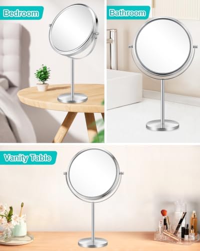 ALHAKIN 30X Magnifying Makeup Mirror, Double Sided Tabletop Mirror with Stand, 8 Inch Vanity Mirror with 360°Rotation for Bathroom, Chrome