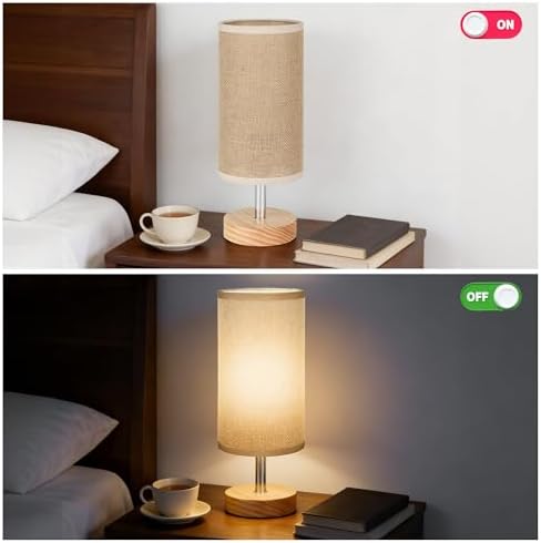 Bedside Table Lamps, Table Lamp for Bedroom, Lamps for Night Stands with Linen Lampshades, Small Table Lamp for Living Room, Office (Bulb Excluded) (Brown)