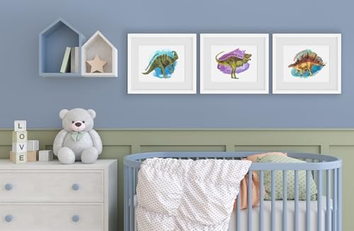 DREAM BIG PRINTABLES Dinosaur Wall Art Prints (Set of 6) - Unframed 8x10s - Fun & Educational Prehistoric Decor for Kids' Room, Bedroom, Nursery, Bathroom, Living Room, Office
