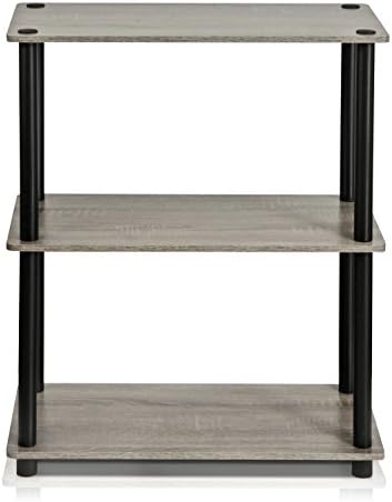 Furinno TURN-N-TUBE Storage Shelves, 3-Tier Book Shelf, Corner Shelf, Toolless Open Shelves, for Organization and Storage, Living Room, Garage, Home Office, French Oak