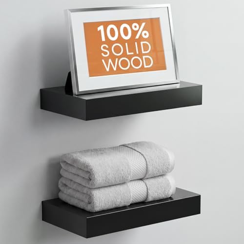 Homeforia 12 Inch Floating Shelves, High-End Solid Pine Wood, Set of 4