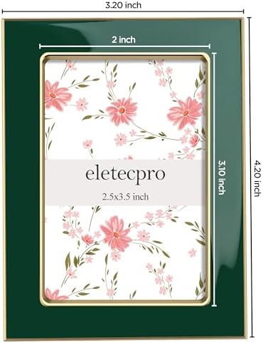 eletecpro 2.5x3.5 Enamel Picture Frame with Real Glass Cover, Green, 2-Pack