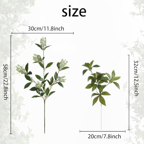 6 Pcs Artificial Greenery Stems, Realistic Faux Eucalyptus Branches Plants for Vase Decor, Wedding Centerpieces, Farmhouse Home Party Decor, Bendable Stems & No Fade (Green)