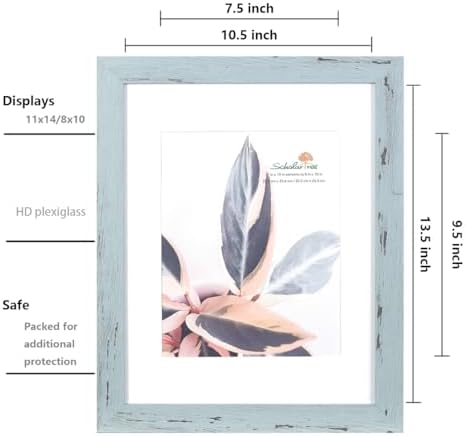 11x14 Picture Frame, Wall Gallery Photo Frame, Displays 11x14 inches without Mat or 8x10 inches with Mat, Blue 11x14 Frames