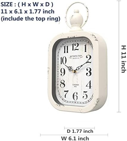 Menterry Small Retro Rectangle Wall Clock, White Antique Vintage Style