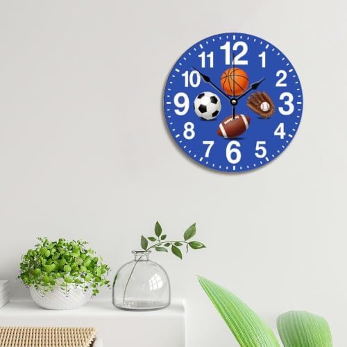 ArogGeld Sports Kids Wall Clock 10 Inch Soccer Baseball Clocks