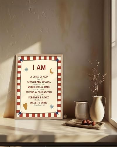 KensTro 12x16 Oak Framed I Am a Child of God Scripture Wall Art | Natural Oak Wood Frame with Christian Affirmation Print for Bedroom, Hallway, Office, Living Room or Prayer Space