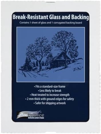 Ambiance Break-Resistant Picture Frame Glass and Backing 12"X16" for Replacement or Empty Frames, 2mm Thick, Rounded Edges for Safe Handling, White Corrugated Cardboard