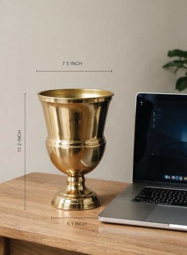 Serene Spaces Living Decorative Vase Urn, Vases for Centerpieces, Metal Vase Use for Home Decor, Wedding, Parties, Floral Arrangements (Large - Pack of 4 (Gold))