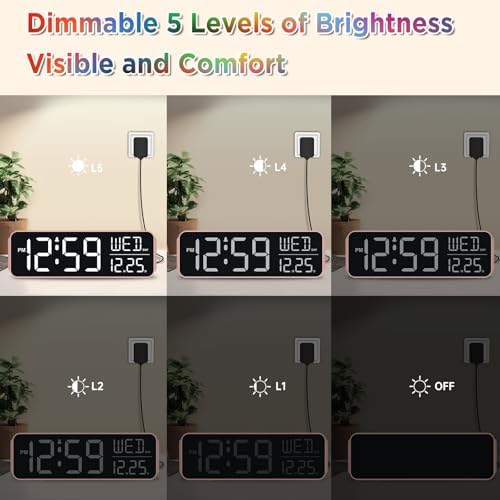 Peakeep Large Display Digital Alarm Clock for Bedroom with Date Day of Week