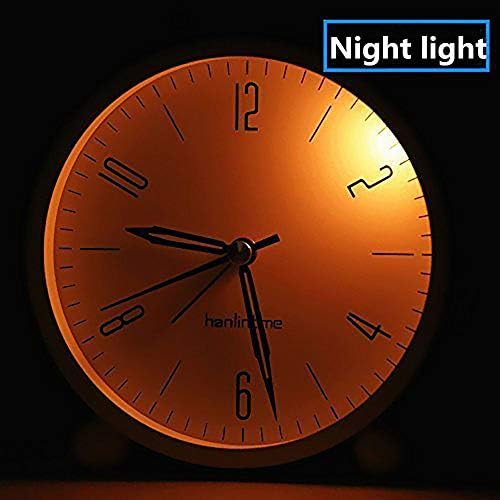 Analog Alarm Clock,Easy Set Small Desk Clock,Non Ticking,with Night Light, Battery Powered Super Silent Alarm Clock,Black
