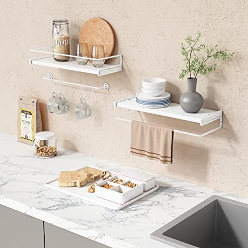 Forbena Bathroom Shelves for Wall Set of 2, White Nursery Floating Book Shelves for Kids Room, Small Wall Mount Bookshelf and Toy Storage Organizer for Baby Toddlers Teens Boys Girls Bedroom