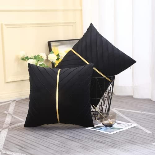 Velvet Throw Pillow Covers 26x26 inch Pack of 2 Gold Decor Black