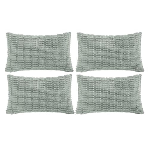 Fancy Homi 4 Packs Decorative Throw Pillow Covers for Living Room Couch Bed, Modern Farmhouse Boho Home Décor Accent Cushion Case, 20" x 12", Grey Blue