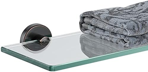 JQK Bathroom Glass Shelf Oil Rubbed Bronze, Tempered Glass Shower Storage 24 by 5 inches, 304 Stainless Steel ORB Wall Mount, TGS101L24-ORB