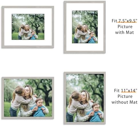Picrit 11x14 Picture Frame Set of 12, Modern Gallery Wall Frames, Gray