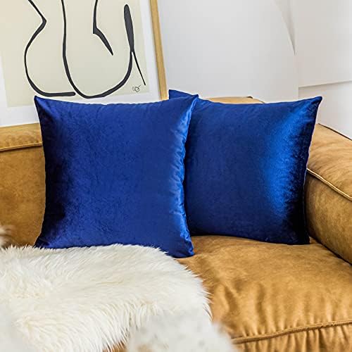 Home Brilliant Velvet Euro Shmas Large Accent Pillowcases Bed Decorations Cushion Covers for Sofa Office Man Holidays, Set of 2, 26 x 26 inches(66cm x 66cm), Royal Blue