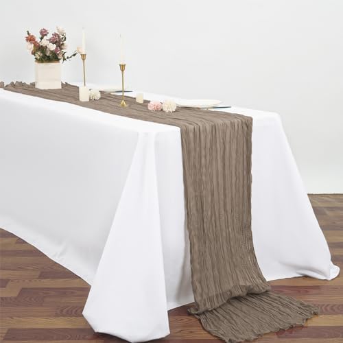 10 Pack Cheesecloth Table Runner 35 x 120 Inch, Nude