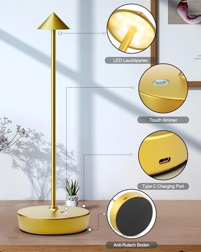 Cordless Table Lamps Rechargeable 6000mAh Battery Operated LED Desk Lamp