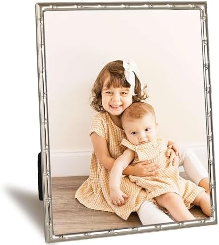 8x10 Picture Frame with Elegant Metal Bamboo Design, 8 x 10 Photo Frames with HD Real Glass, Versatile Display for Tabletop or Wall Mounting, Great for Home Decor and Gift Giving